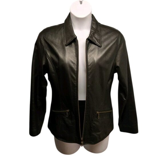 Vintage Carlo Amboldi Shafmaster Leather Co Womens M Black Leather Biker Jacket - Picture 2 of 11